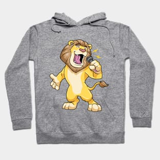 Lion as Singer with Microphone Hoodie